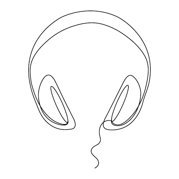 Vetor fones de ouvido contínuos desenho de mão de uma linha minimalismo e ilustração vetorial de contorno