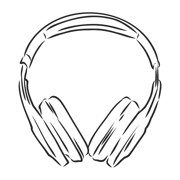 Vetor fones de ouvido desenhados à mão esboçando ilustração vetorial de música