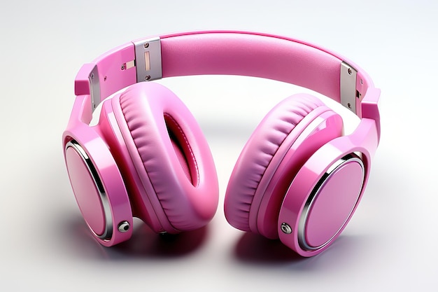 Fones de ouvido rosa bonitos isolados em fundo branco