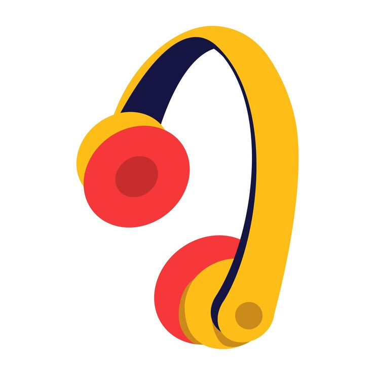 Vetor fones de ouvido sem fio objeto de vetor de cor semi plana item de tamanho completo em branco dispositivo de qualidade de som para ouvir música ilustração de estilo de desenho animado simples para web design gráfico e animação