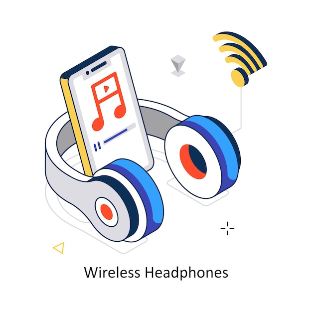 Fones de ouvido sem fios conceito vetor estilo isométrico ilustração de estoque arquivo EPS