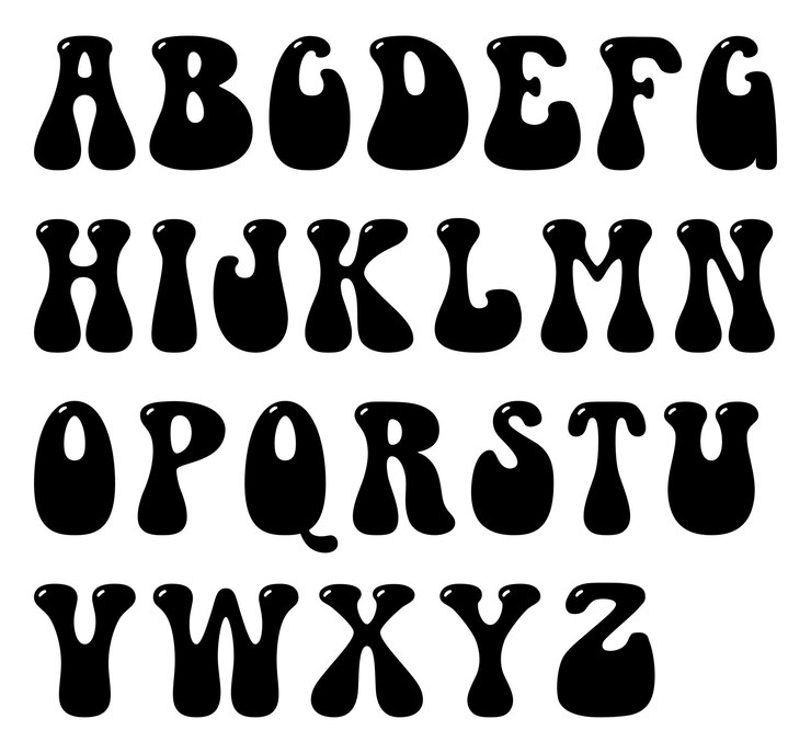 Font de alfabeto hippie em maiúscula