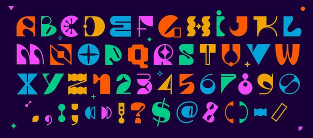 Font moderna brutal alfabeto de tipo geométrico suíço