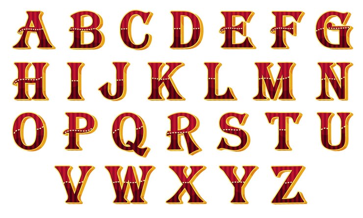 Vetor font retro com volume vermelho letras maiúsculas alfabéticas conjunto vetorial