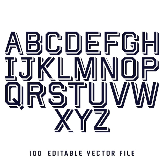 Vetor font universitária clássica font esportiva vintage em estilo americano para logotipo de futebol, beisebol ou basquete