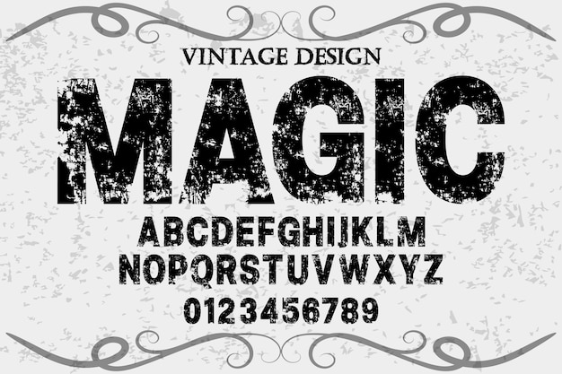 Font vintage alfabeto artesanal vector chamado magic