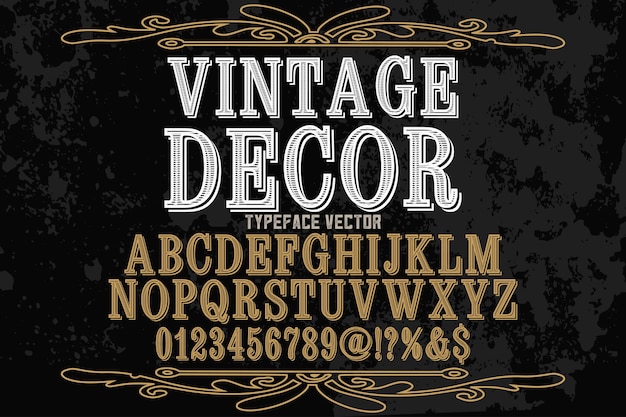 Font vintage decoração de estilo gráfico alfabético