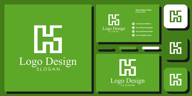 Fonte de combinação de letras do alfabeto de design de logotipo com modelo de cartão de visita