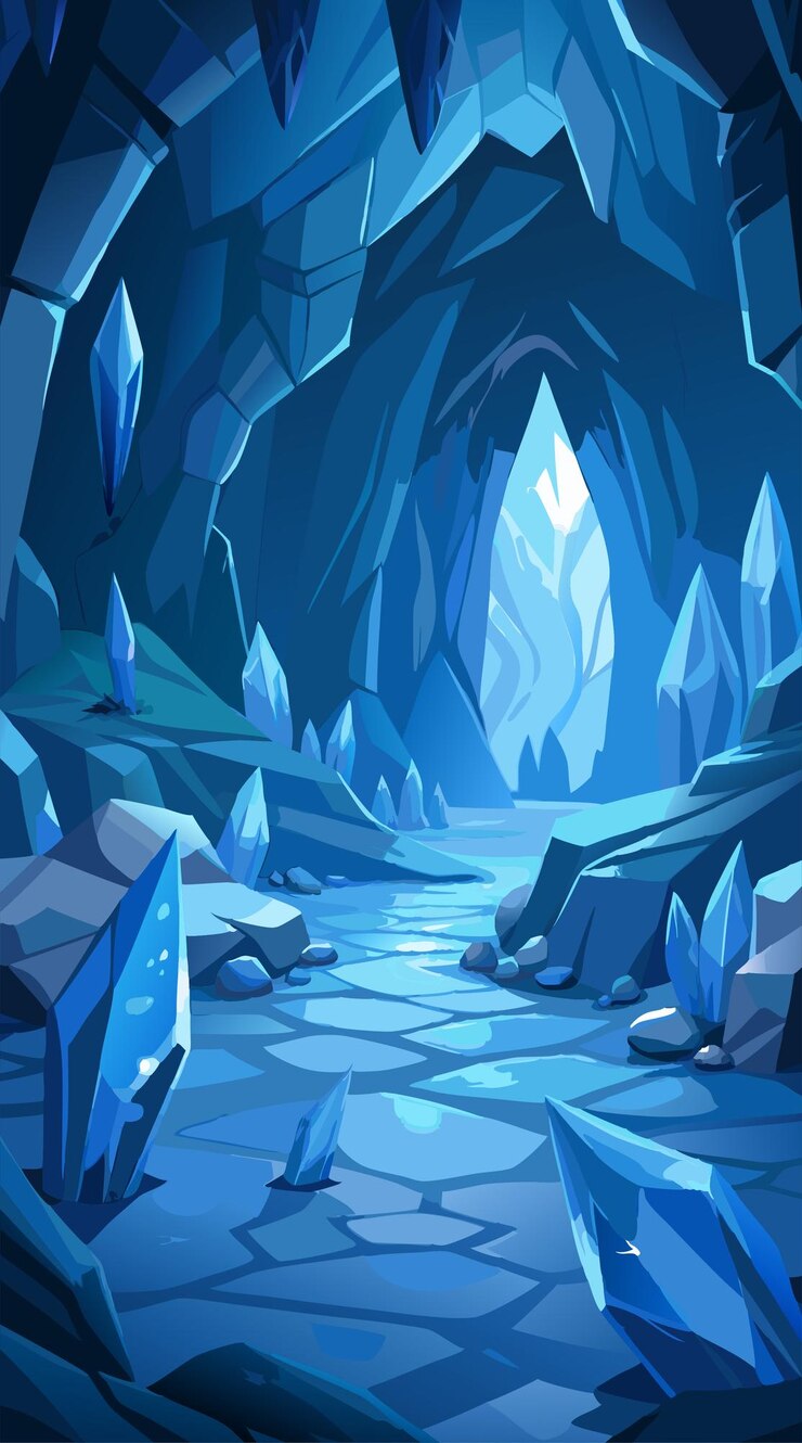 Vetor fonte de cristal de caverna de fantasia