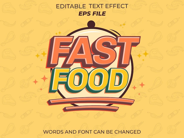 fonte de efeito de texto de fast food tipografia editável texto 3D para modelo vetorial da indústria alimentar