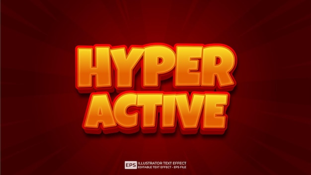 Vetor fonte de efeito de texto editável 3d text hyper active