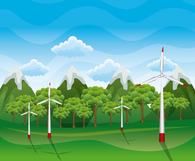 fonte de energia renovável paisagem de turbinas eólicas