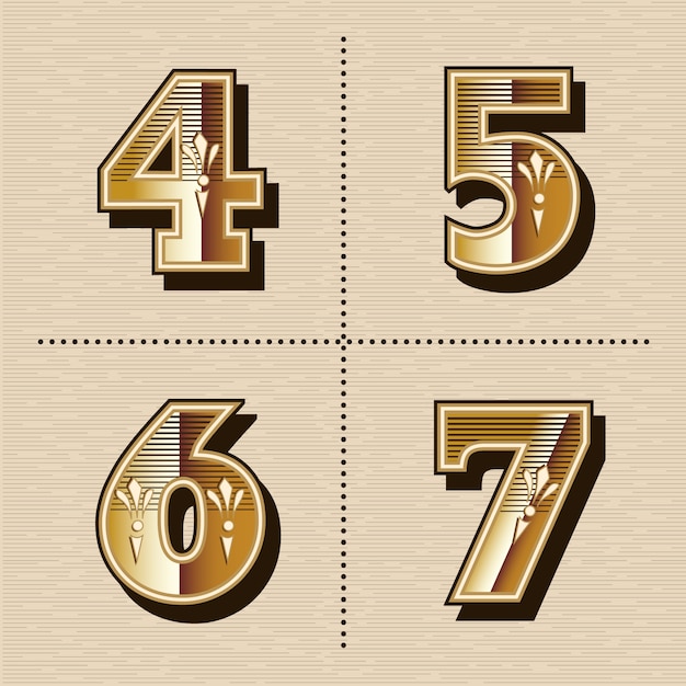 Fonte de letras do alfabeto de números ocidentais vintage