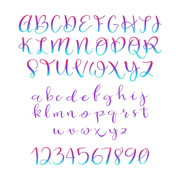 Fonte de script de vetor caligráfico. conjunto de letras maiúsculas. caligrafia de pincel manuscrita