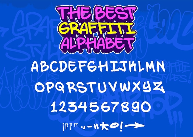 Vetor fonte de tipografia de letras de alfabeto de graffiti