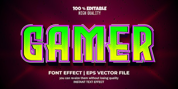 fonte editável de efeito de texto gamer