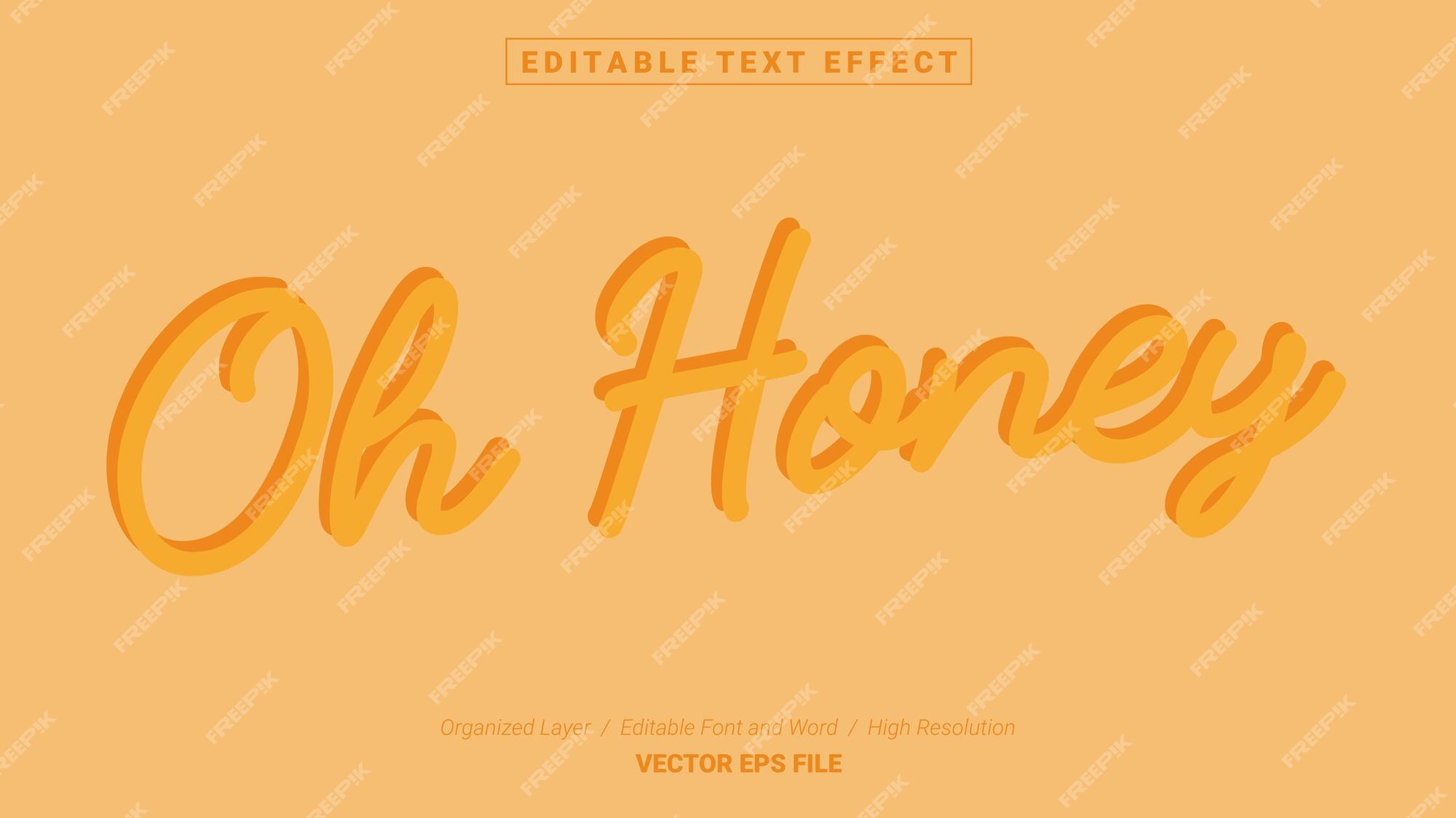 Fonte editável oh honey. estilo de efeito de texto modelo