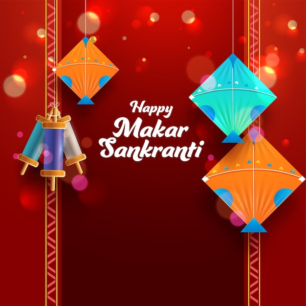 Fonte makar sankranti feliz com pipas coloridas