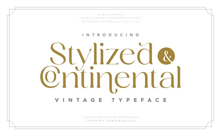 Vetor fonte serif de tipografia clássica ligaduras em maiúsculas e minúsculas e comercial alternativo e número