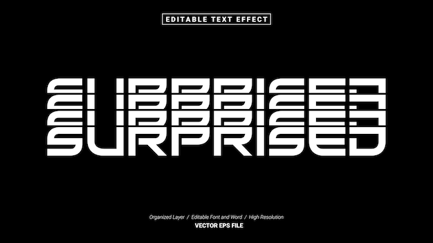 Fonte Surpresa Editável. Estilo de efeito de texto modelo tipografia. Logotipo de ilustração vetorial de letras