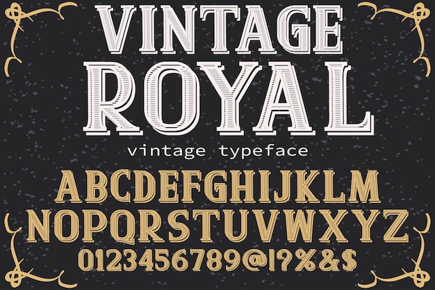 fonte vintage estilo gráfico alfabético real