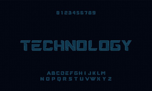 Vetor fontes de alfabeto moderno de tecnologia moderna futurista abstrata