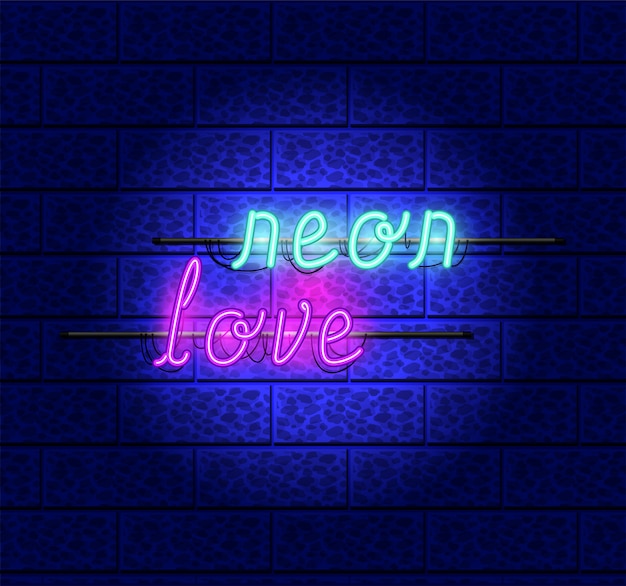 Vetor fontes de amor luzes de néon