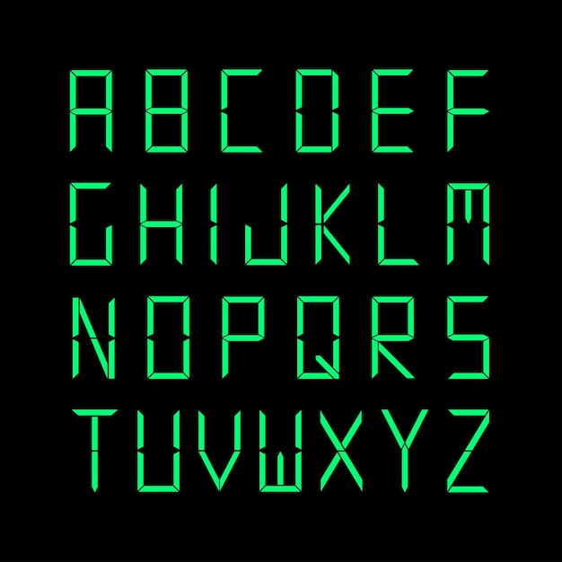 Fontes digitais vector alfabeto inglês letras latinas verdes