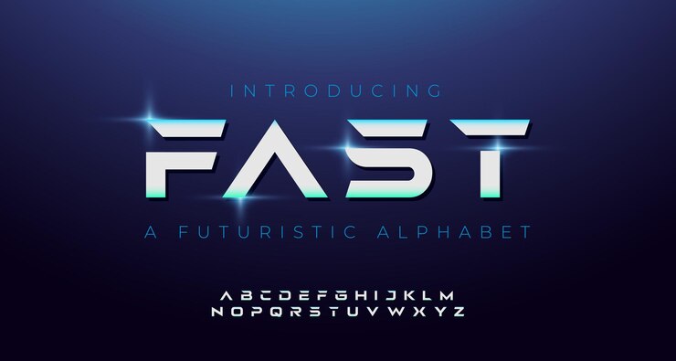 Vetor fontes modernas futuristas tipografia alfabética para design de logotipo tecnologia de automóveis computador super rápido