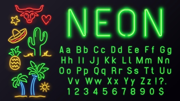 Fontes neon com sinais