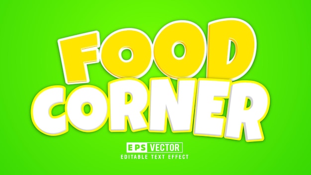 Vetor food corner 3d editável efeito de texto vetorial objeto inteligente