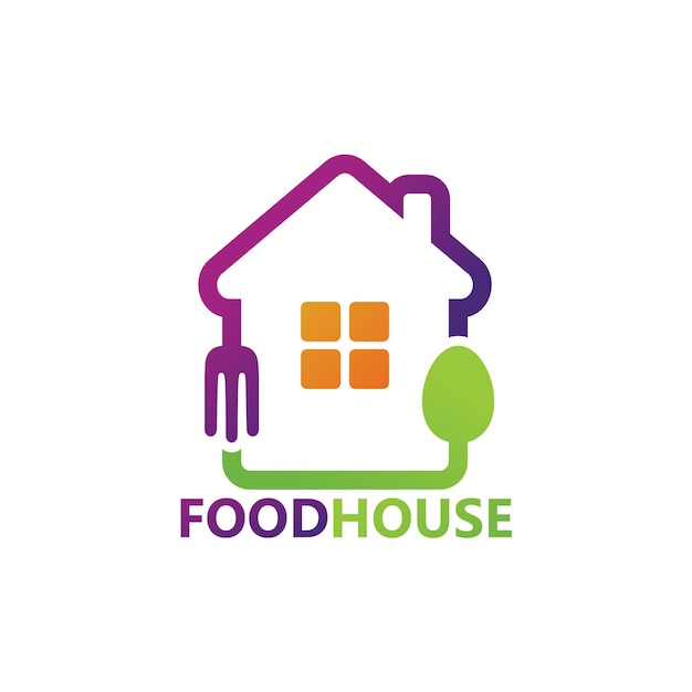 Food house logo design template vector, emblem, design concept, creative symbol, icon