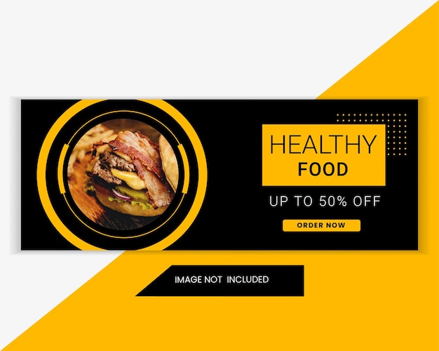 Vetor food & restaurant facebook cover & sale template banner web. banner promocional de alimentos na web para mídia social e propaganda em sites