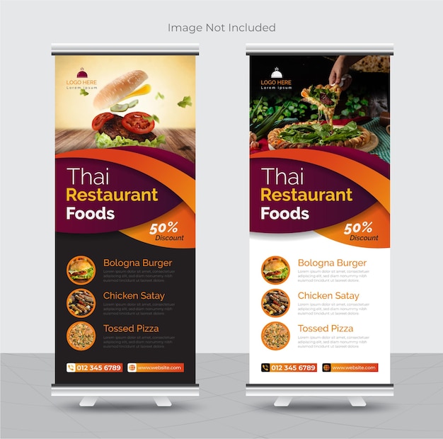 Food roll up banner design para restaurante