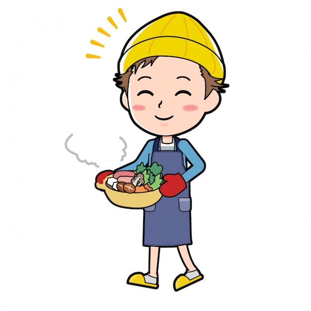 Fora da linha jaqueta calças curtas homens cozinhar panela