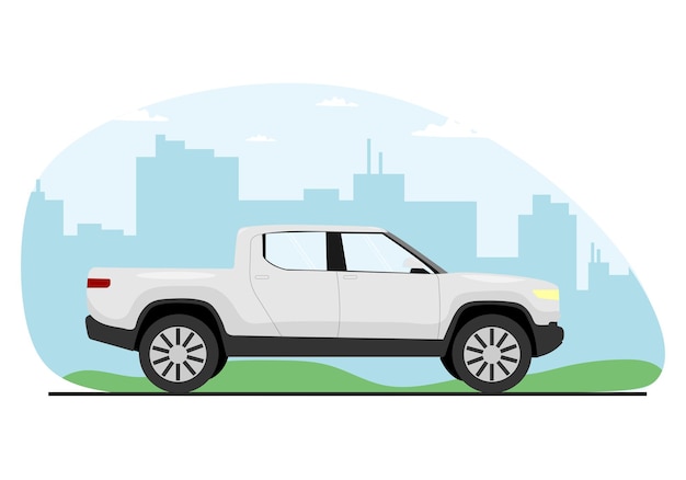 fora do carro da estrada no fundo da ilustração vetorial da cidade