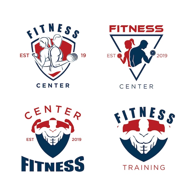 Força e fitness logo vector musculação e crossfit