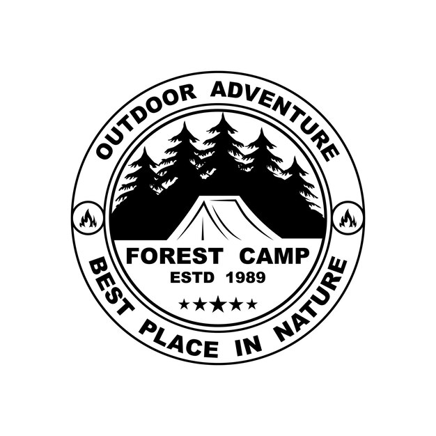 Forest Camp Logo Design Logotipo ao ar livre Modelo de logotipo de aventura
