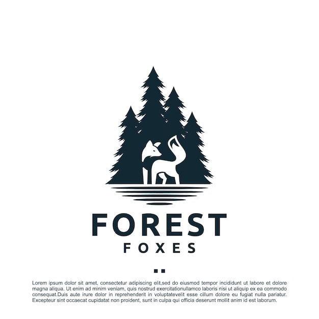 Forest foxes, fresh, modelo de design de logotipo