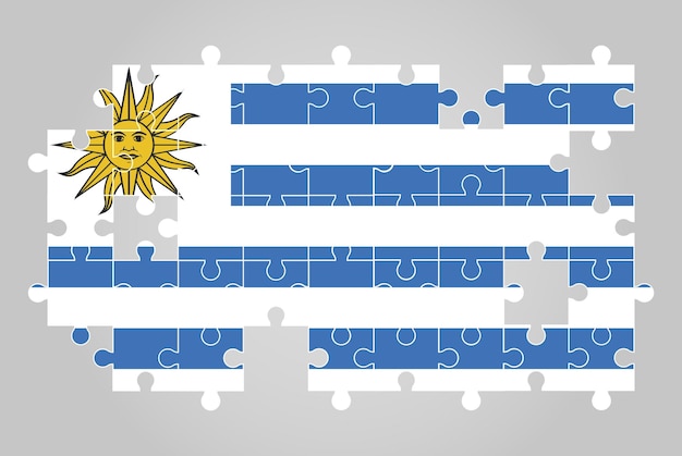 Forma da bandeira do uruguai de quebra-cabeça vector mapa de quebra-cabeça bandeira do uruguai para crianças