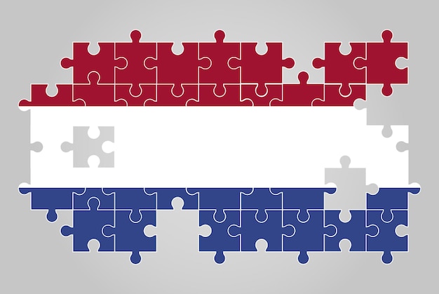 Forma da bandeira holandesa de quebra-cabeça vetor mapa de quebra-cabeça bandeira holandesa para crianças