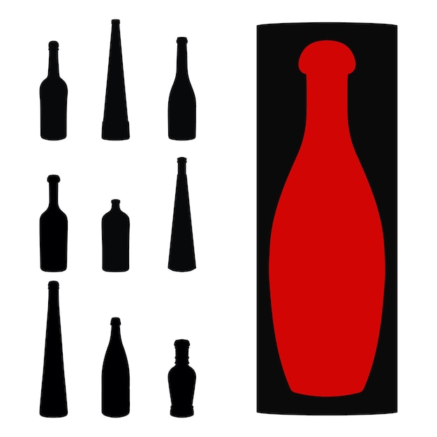 Forma da silhueta da garrafa para bebidas alcoólicas kvass waters esboço do recipiente para armazenar líquidos