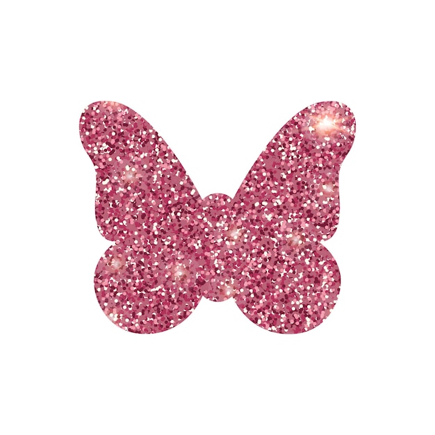 Vetor forma de borboleta brilhante em textura de brilho rosa elemento de design isolado em fundo branco