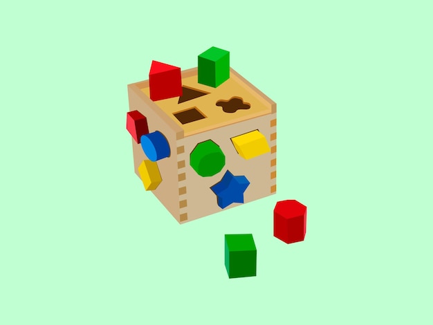 Vetor forma de brinquedo cubo habilidade fina blocos de construção criança