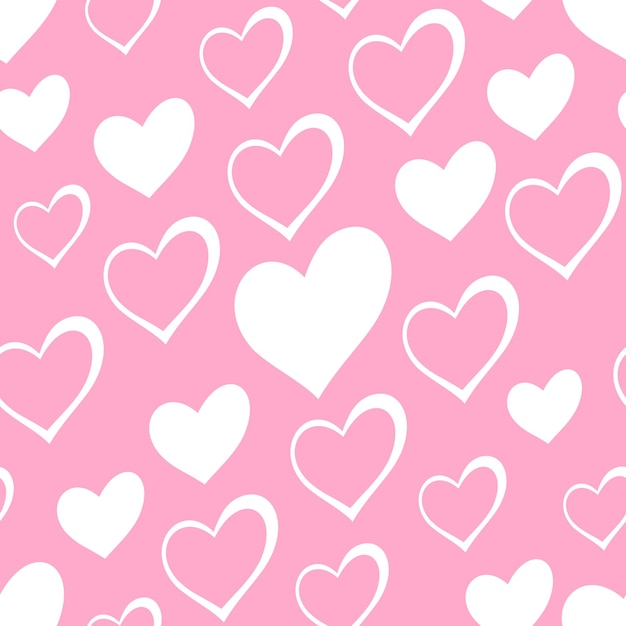 Vetor forma de coração de amor branco em fundo de cor rosa de bebê modelo de design sem costura