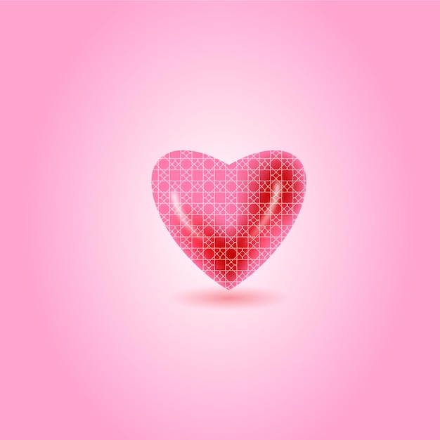 Forma de coração realista forma de coração 3d forma de coração forma de coração com o padrão