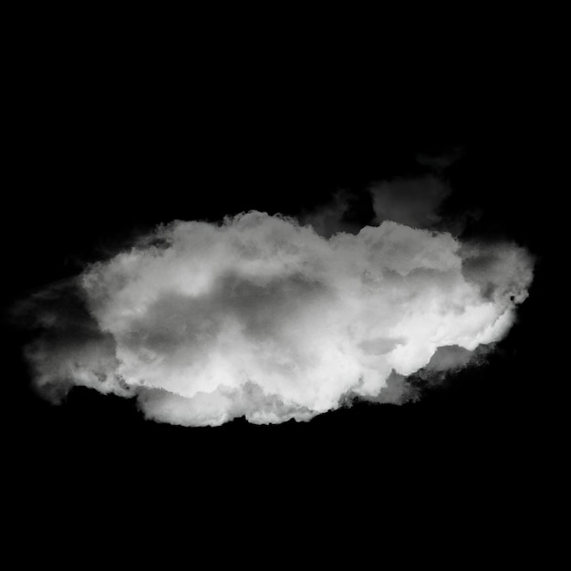 Forma de nuvem branca única isolada sobre um fundo sólido nuvem cumulus