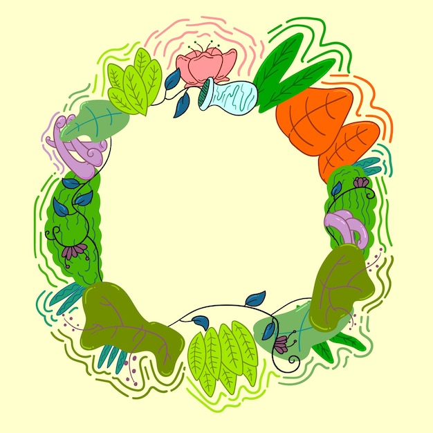 Vetor forma de quadro de círculo de planta de fantasia