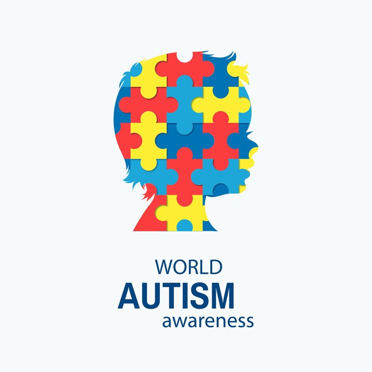Vetor forma de quebra-cabeça para adultos e crianças ilustração em vetor do dia mundial da conscientização do autismo