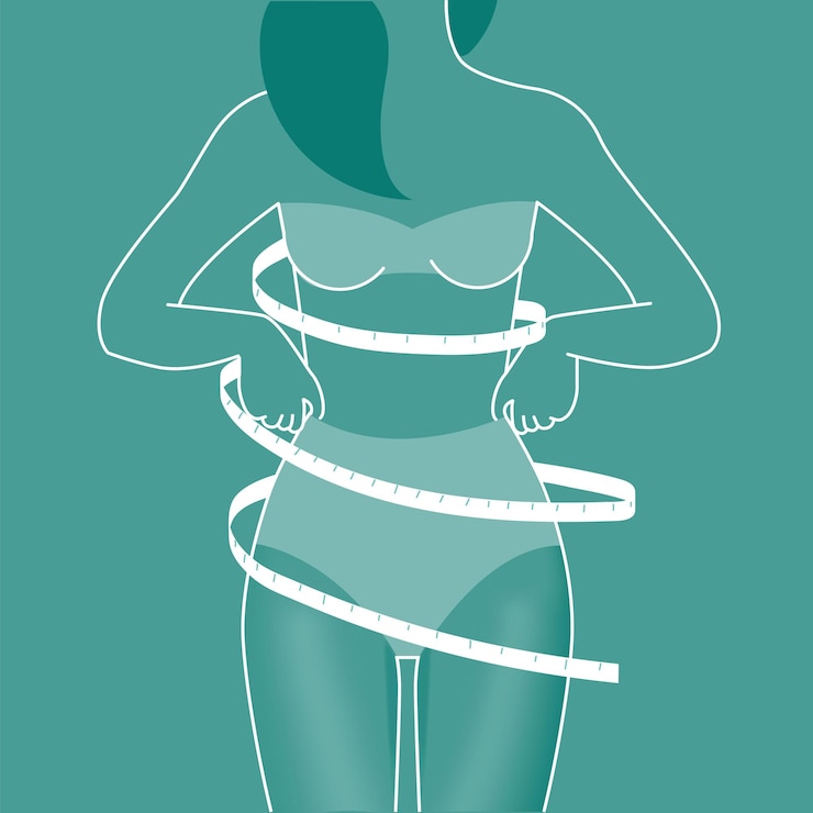 Vetor forma e medição do corpo feminino